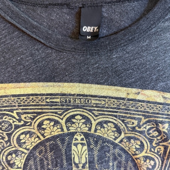 VTG 90s OBEY x Shepard Fairey Peace Bomber Grey Graphic Single Stitch T-Shirt M - Picture 7 of 11